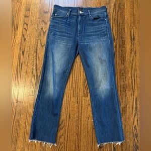 NWOT rainbow pocket Mother jeans- sz 30 mid rise DAZZLER crop fray
